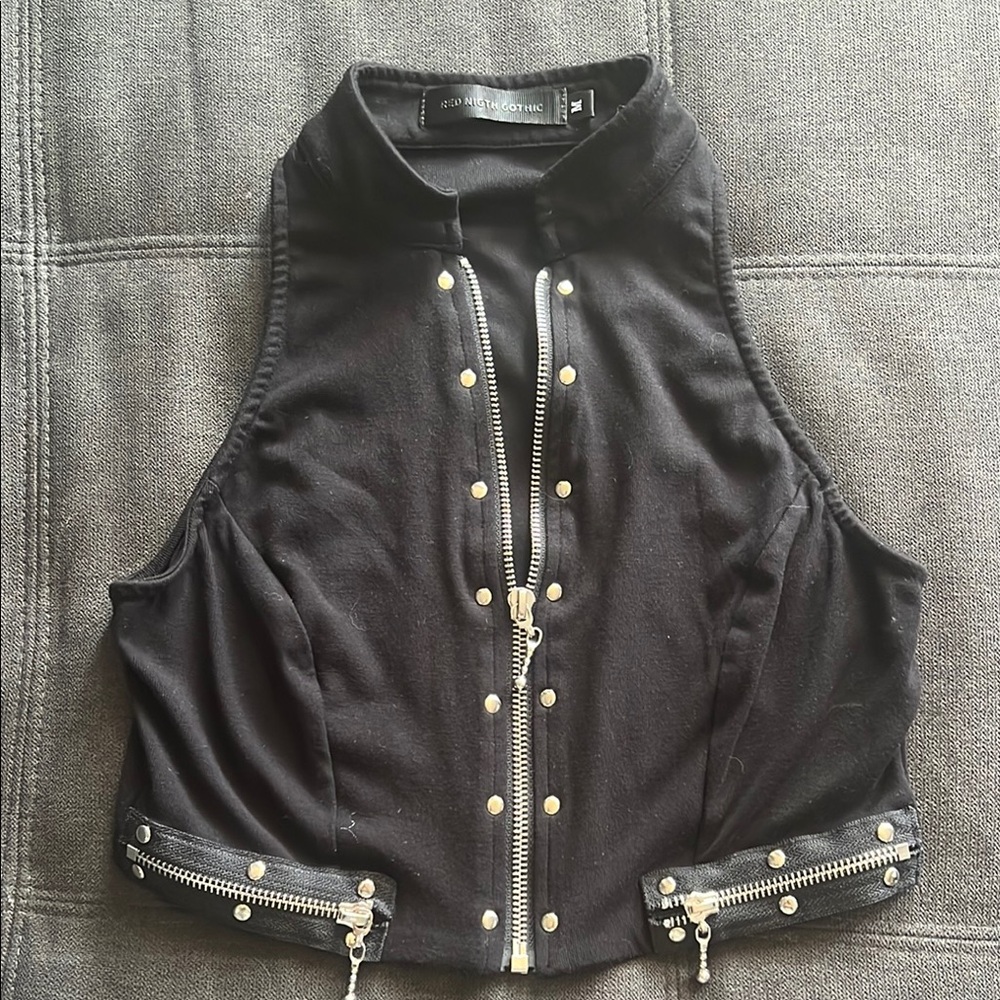 Black Studded Crop Top